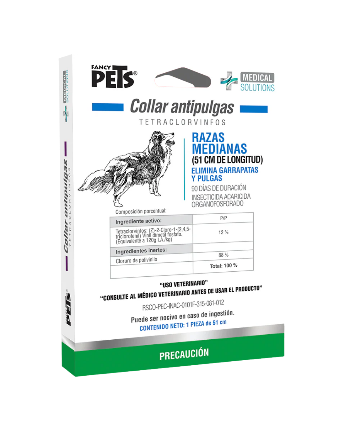 Collar Antipulgas Económico Perro Raza Mediana 51cm
