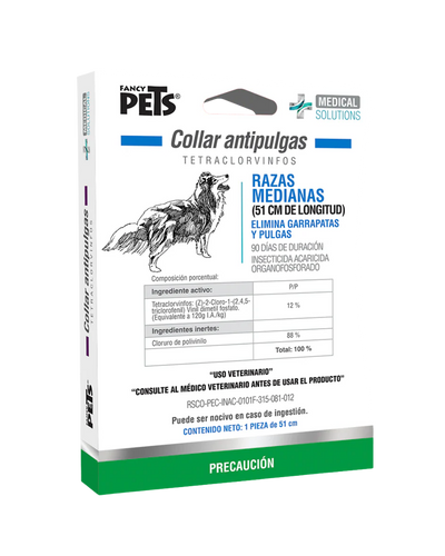 Collar Antipulgas Económico Perro Raza Mediana 51cm