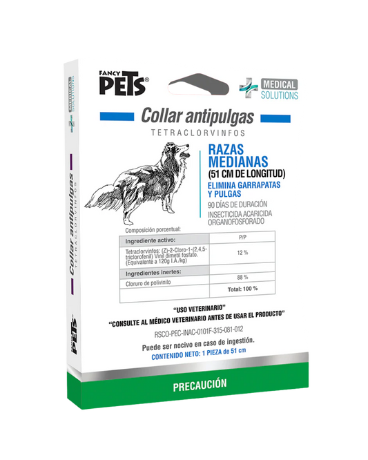 Collar Antipulgas Económico Perro Raza Mediana 51cm